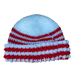 Crochet Christmas Candy Mint Beanie Size Small